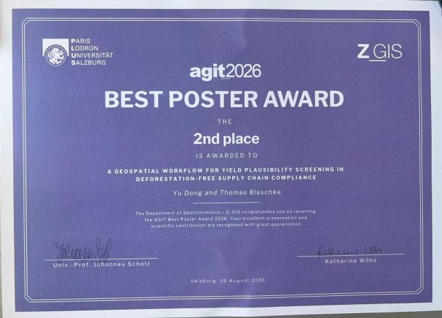 Best Poster Award auf der AGIT2026 - Yu Dong erreichte den 2. Platz.